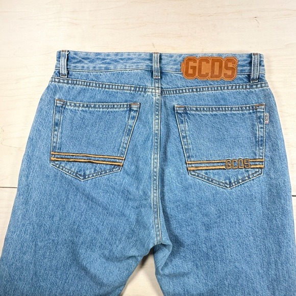 GCDS Jeans Wide Cut Made in Italy Size Large 34 Waist 100% Cotton - Picture 8 of 9